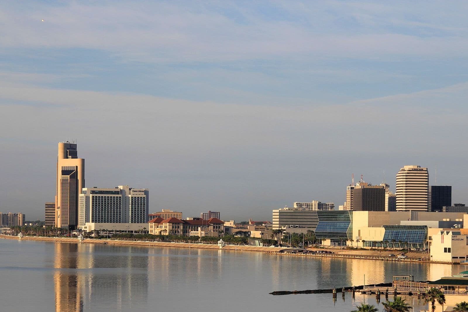 The Corpus Christi skyline seen across the bay on a clear day
