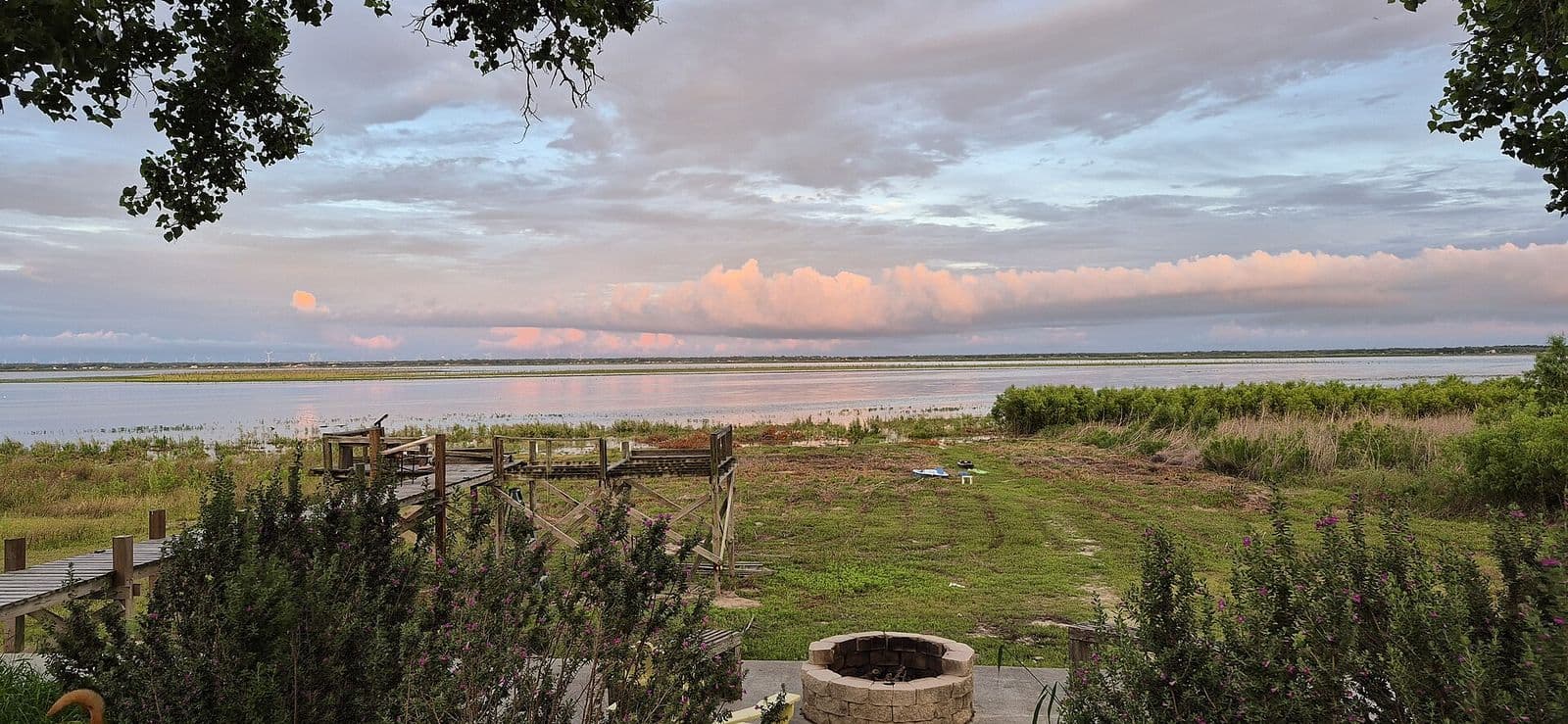 A glowing orange sunset over the water near Corpus Christi